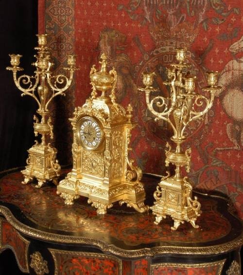 fig 2. ***** SOLD ***** Stunning Louis XVI Clock Set, French Circa 1880